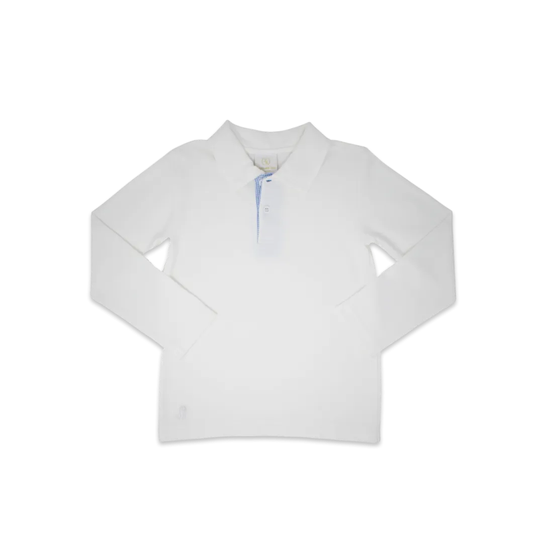 Parker Polo | White with Blue Mini Gingham (7, 8)