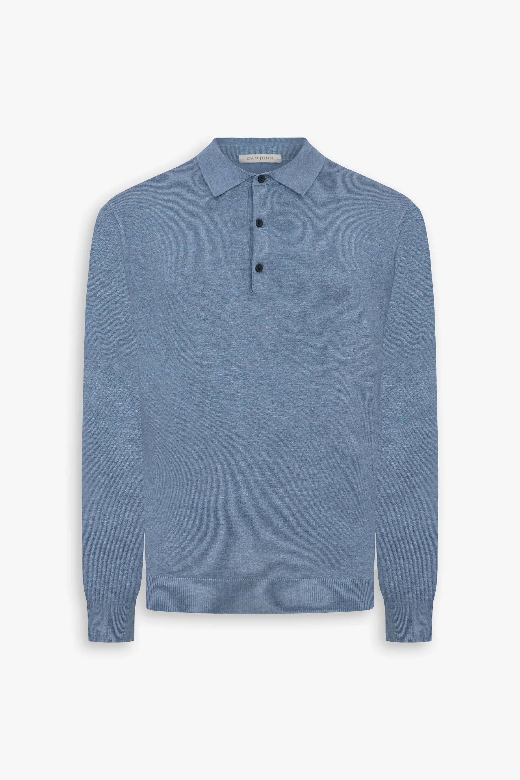 Polo in maglia con bottoni celeste