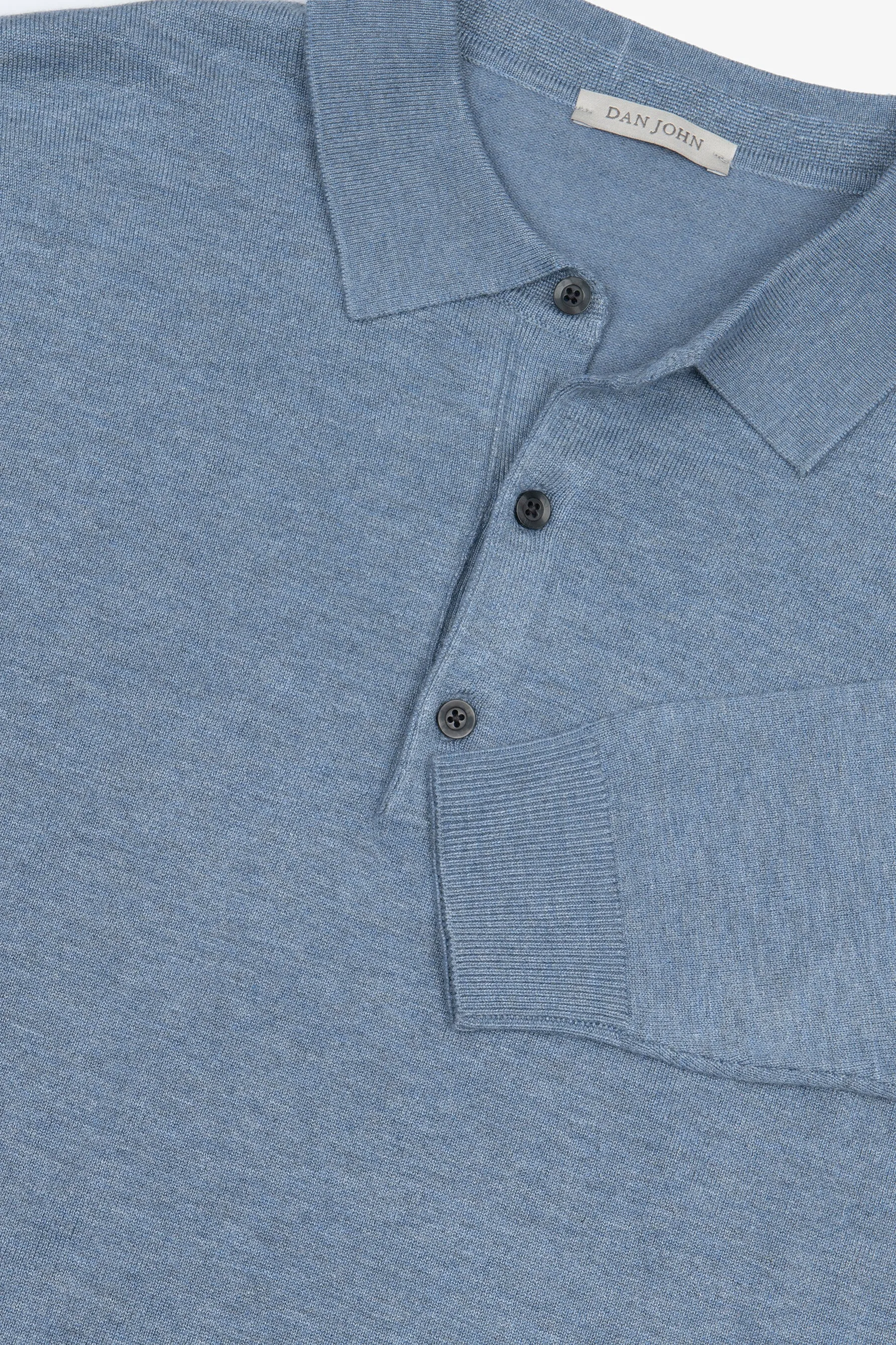 Polo in maglia con bottoni celeste