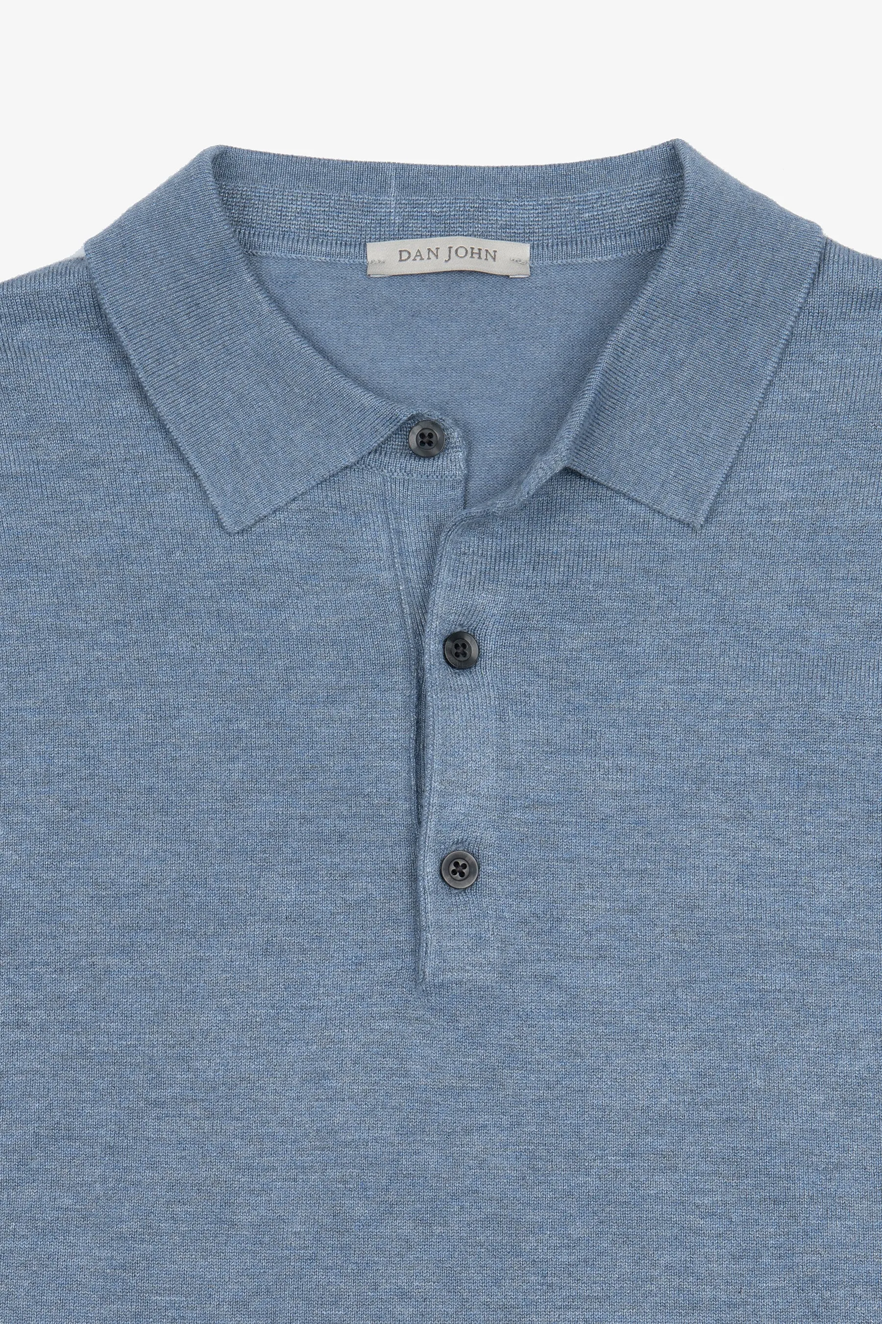 Polo in maglia con bottoni celeste