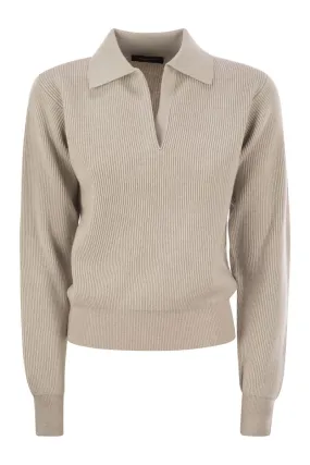RIBBED KNIT WITH POLO NECK