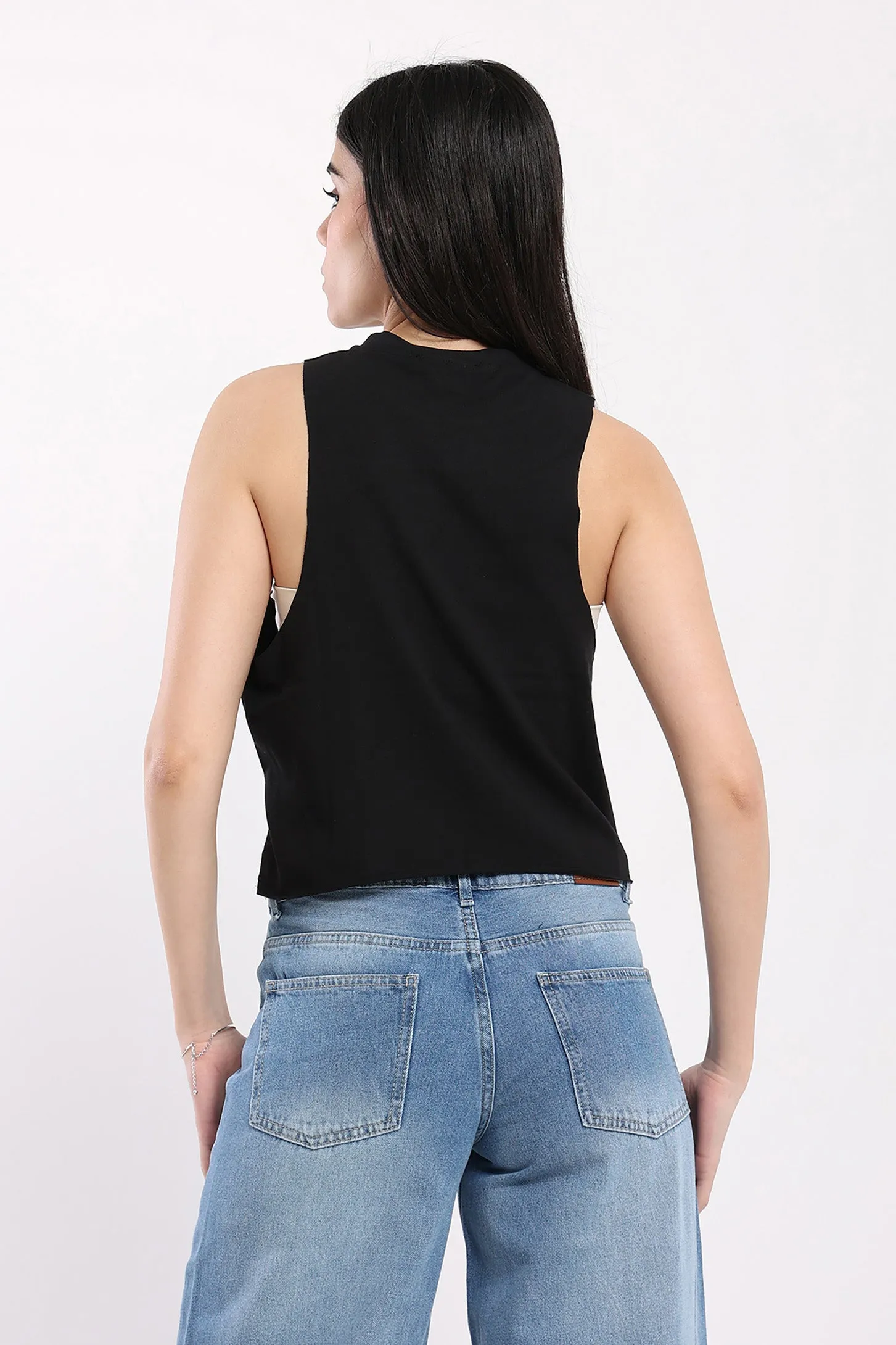 SLEEVLESS BASIC TOP - BLACK