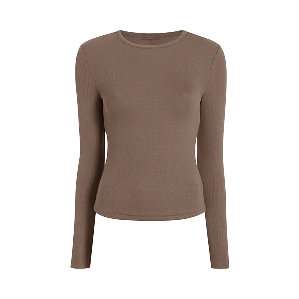 Slinky Rib Shirt | Mocha