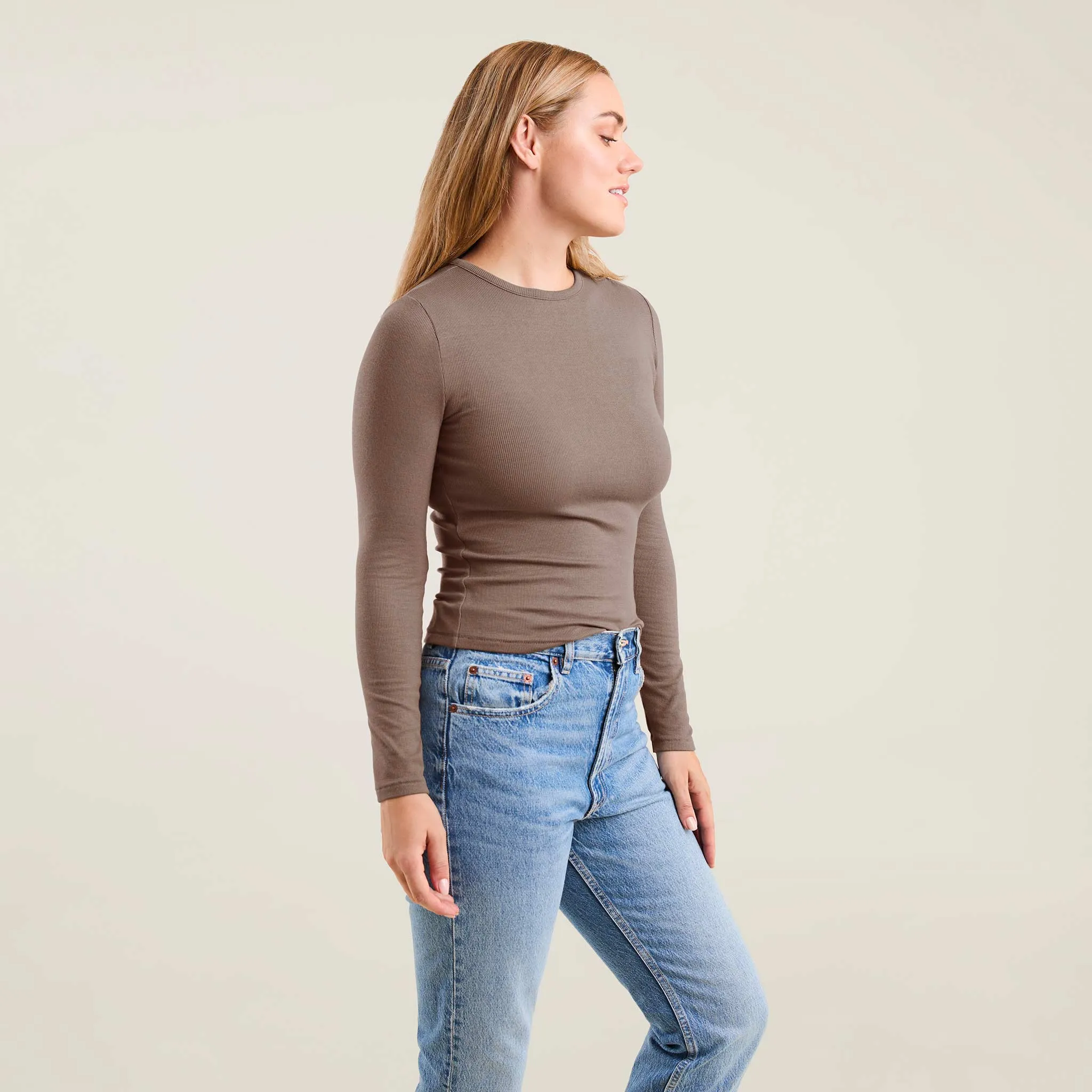 Slinky Rib Shirt | Mocha