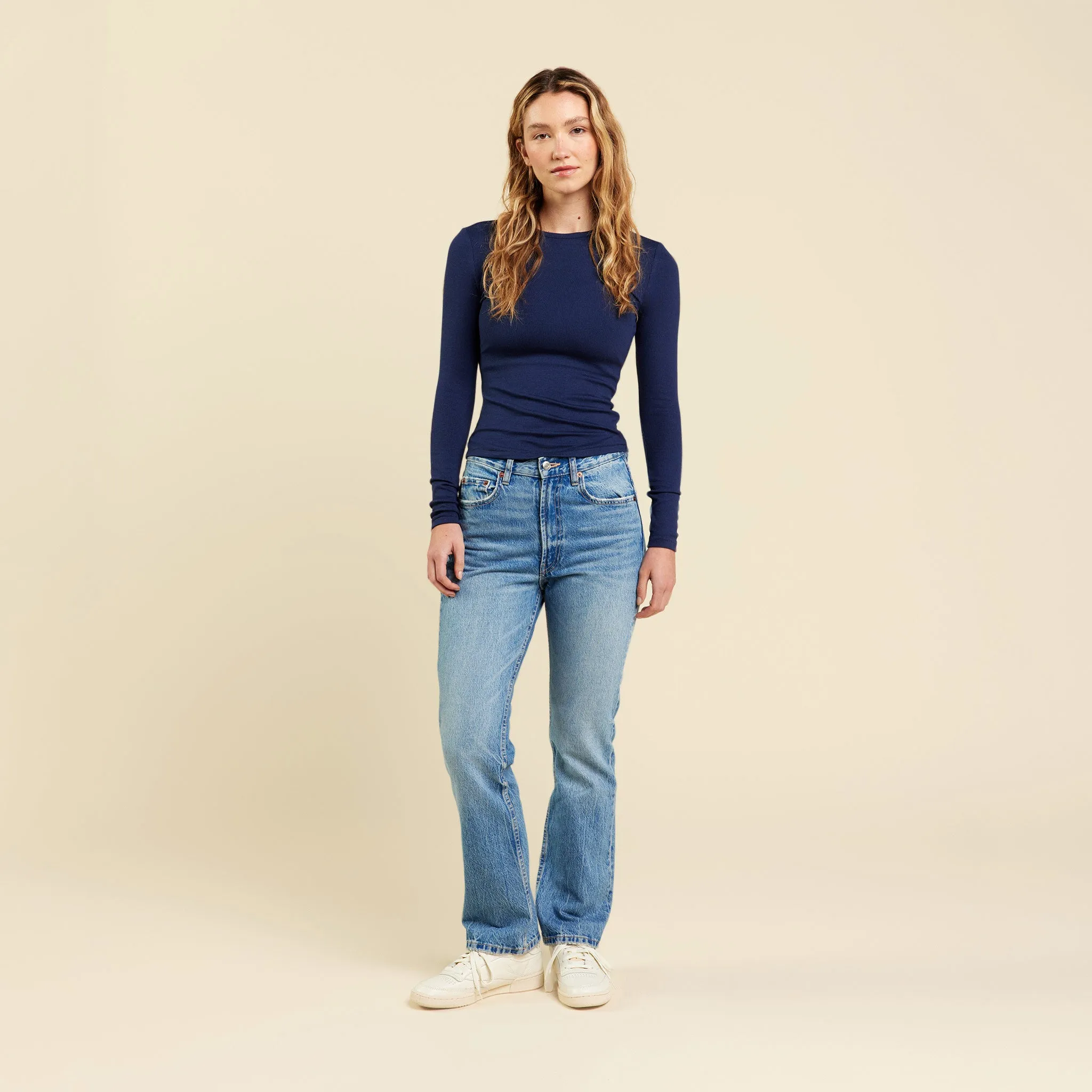 Slinky Rib Shirt | Navy
