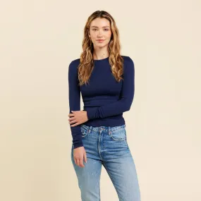 Slinky Rib Shirt | Navy