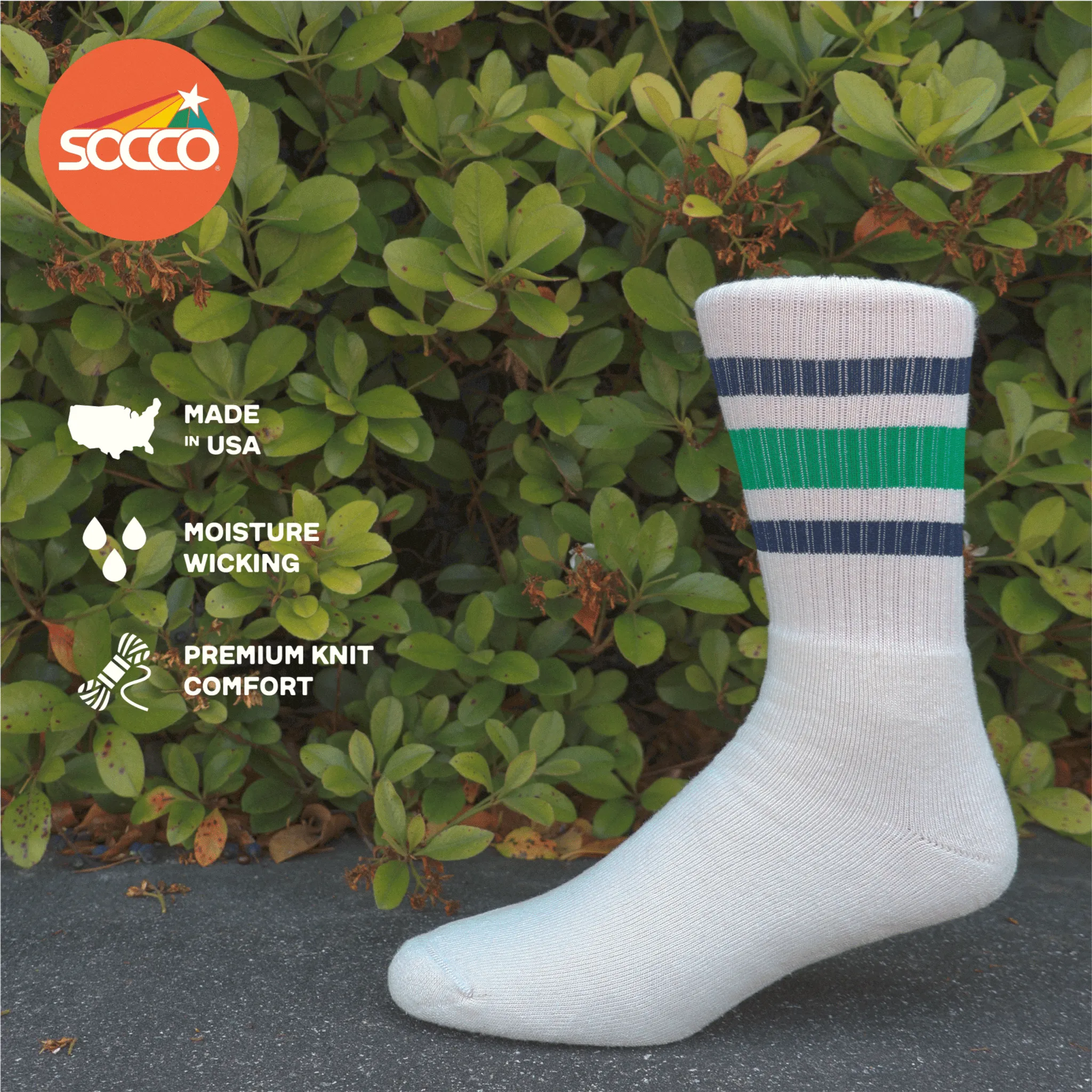 SOCCO Naturals | Navy & Kelly Green Striped
