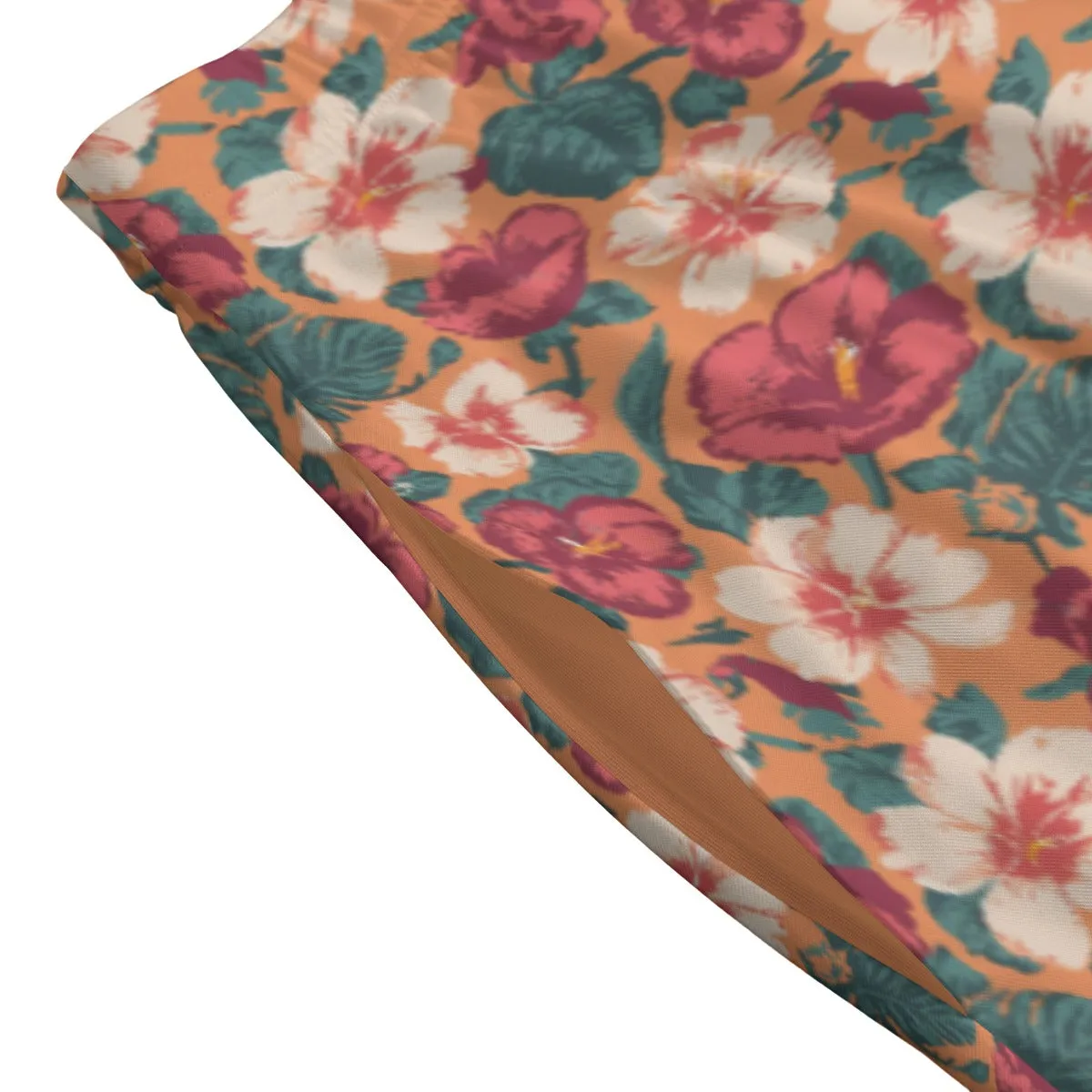 Vampire Art Edgy Trendsetter Maxi Skirt With Pockets - Retro Surfy Flowers in Coral