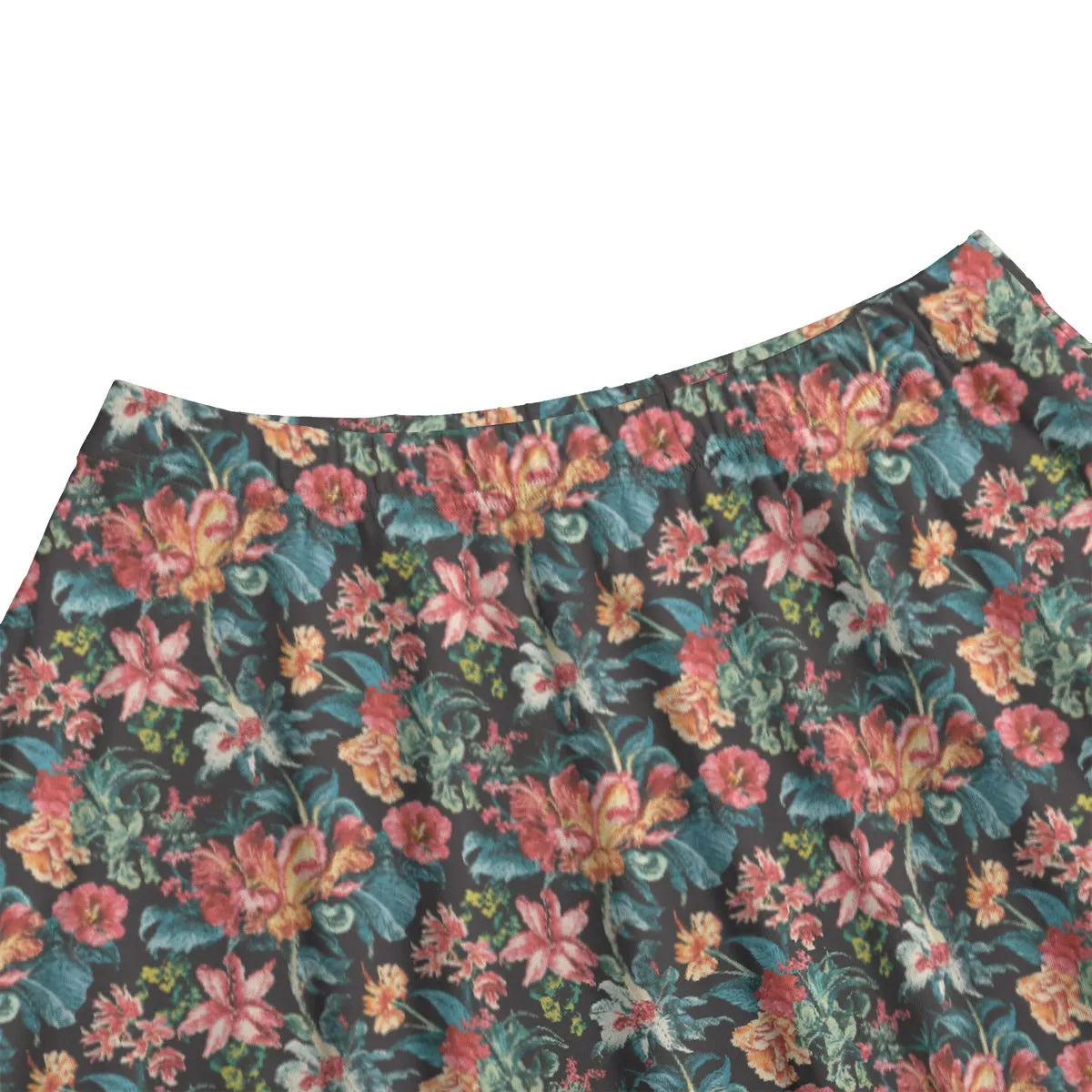 Vampire Art Edgy Trendsetter Maxi Skirt With Pockets - Vintage Surfy Flowers