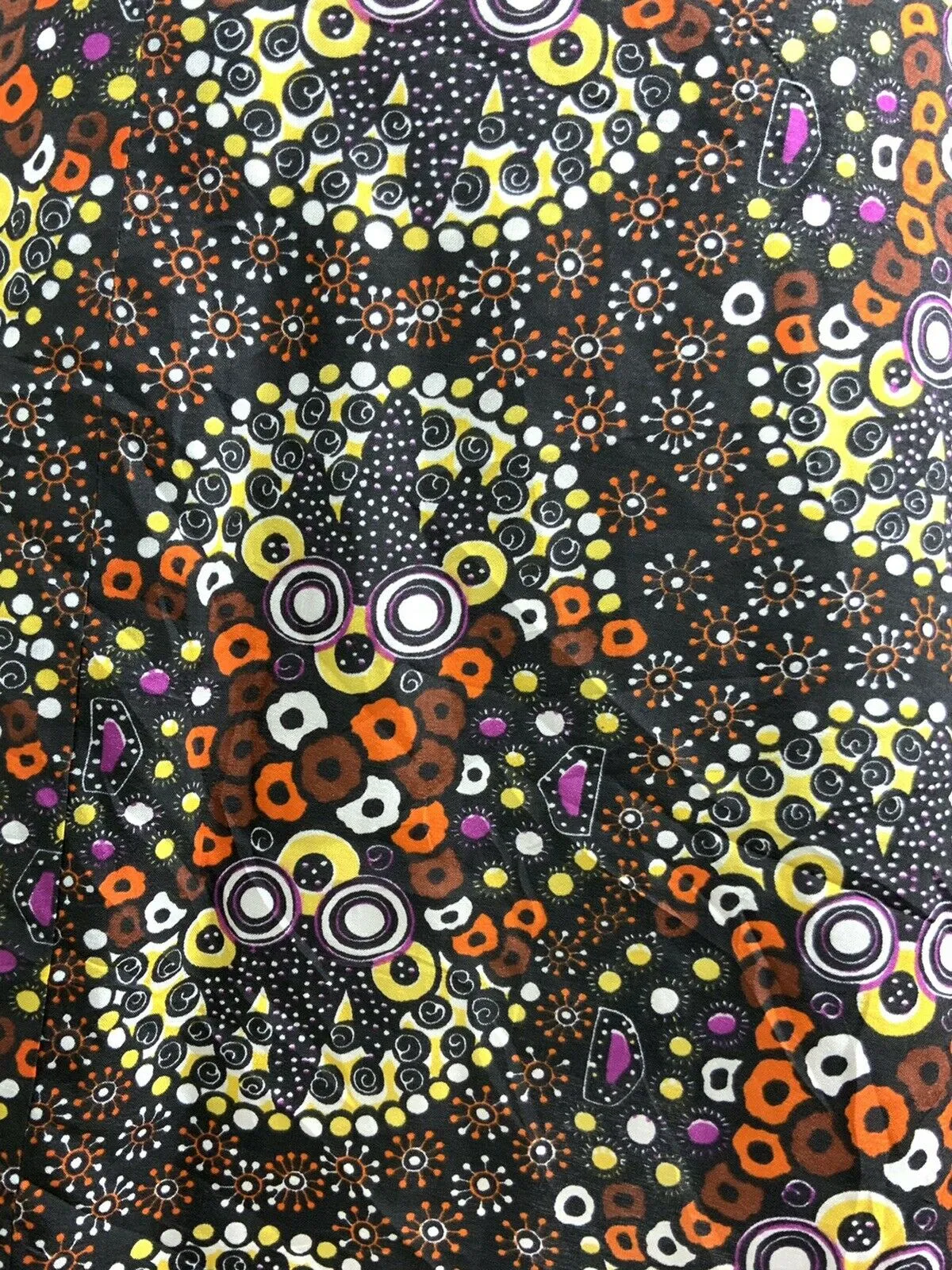 VINTAGE 60s 70s BLACK YELLOW ORANGE PURPLE PSYCHEDELIC DAGGER SHIRT DRESS 10 12