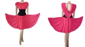 *VINTAGE I. MAGNIN GRAND SWEEP SPRING & SUMMER PARTY DRESS IN GERANIUM