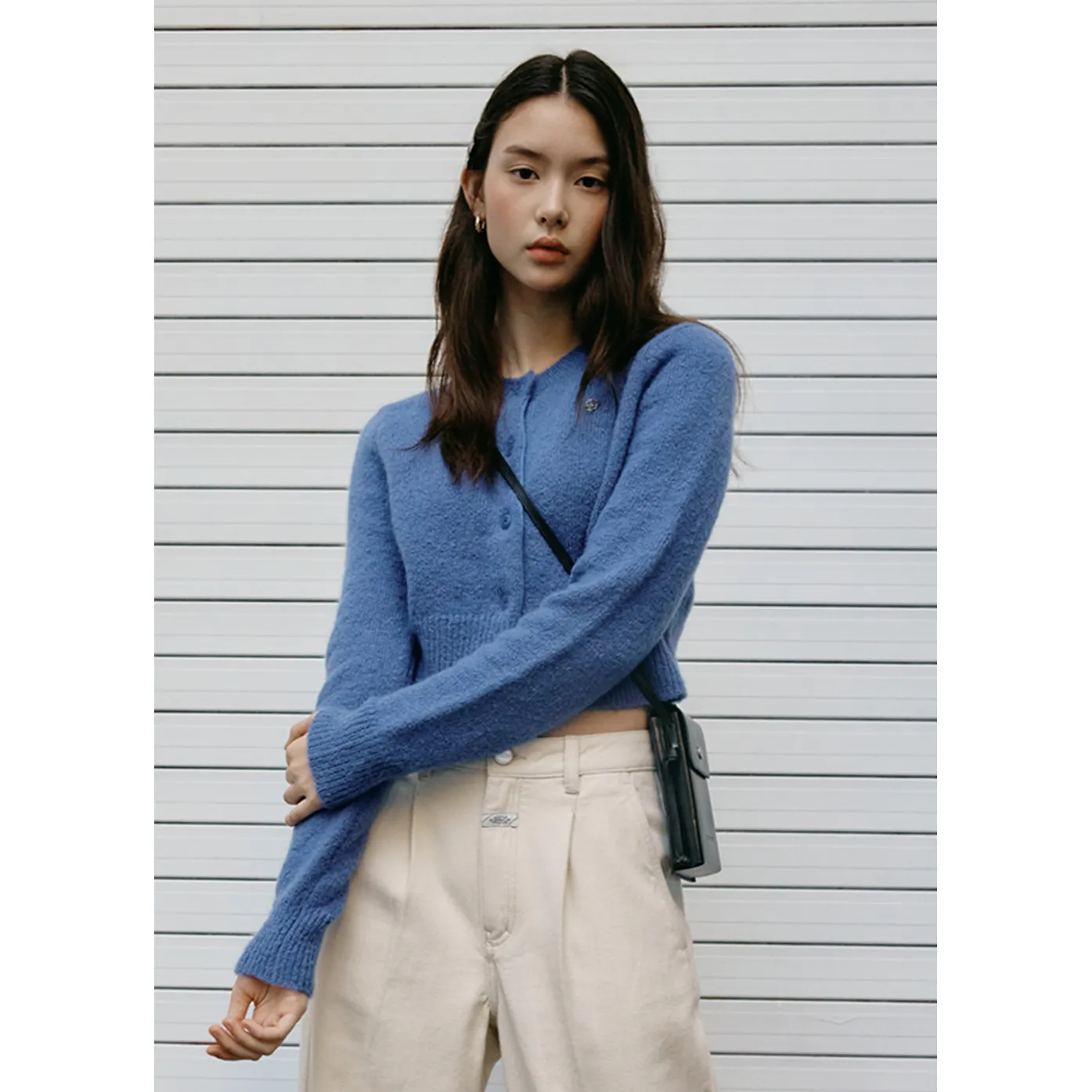 W CIRCLE LOGO MOHAIR CROP CARDIGAN