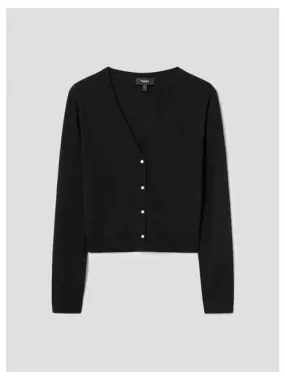 Women s Wool Slim Crop Spring Fall Cardigan Black Domestic Product