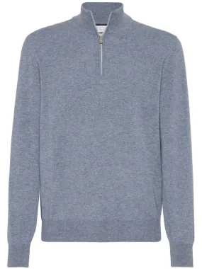 zip-fastening cashmere polo shirt