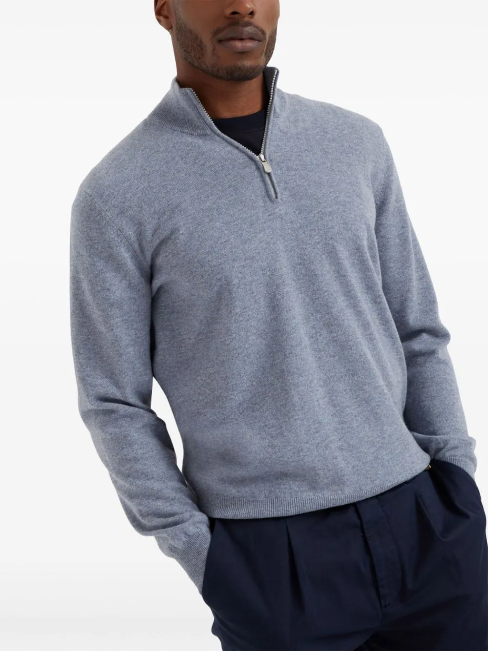zip-fastening cashmere polo shirt